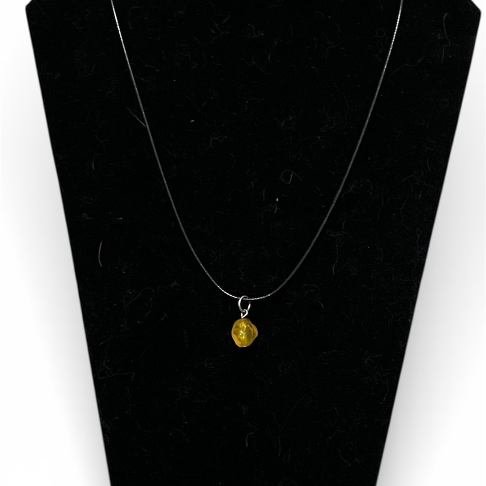 Yellow Agate Bead Pendant On Leather Cord